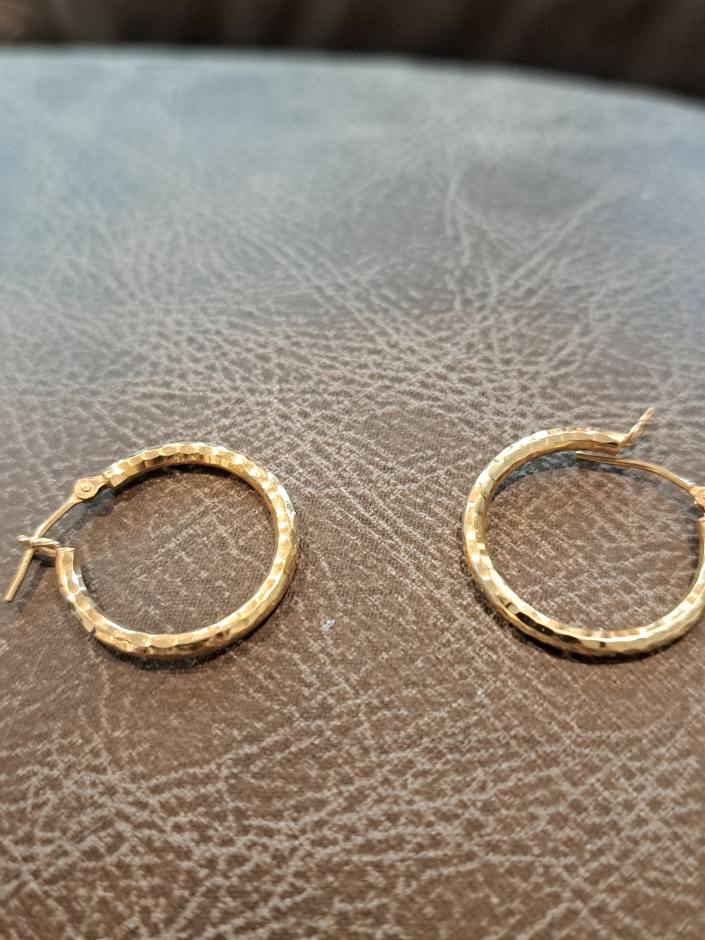 14k Gold Textured Hoop Earrings - Women Jewelry
